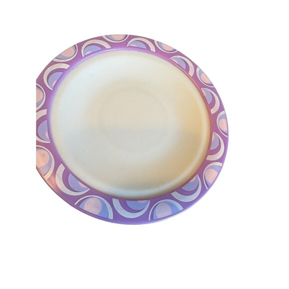 Dollhouse replacement  3  Melamine Dinner Plates With Retro Purple & White - Picture 4 of 6
